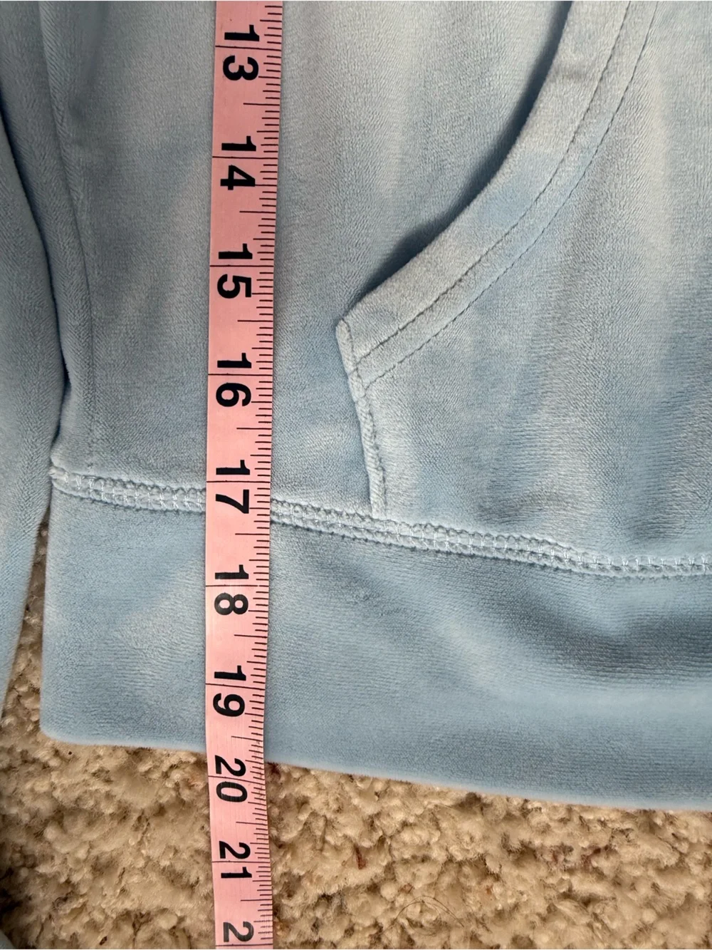 Juicy‎ Couture Hoodie Women’s Size XL Blue OG Big Bling Velour Y2K Cropped